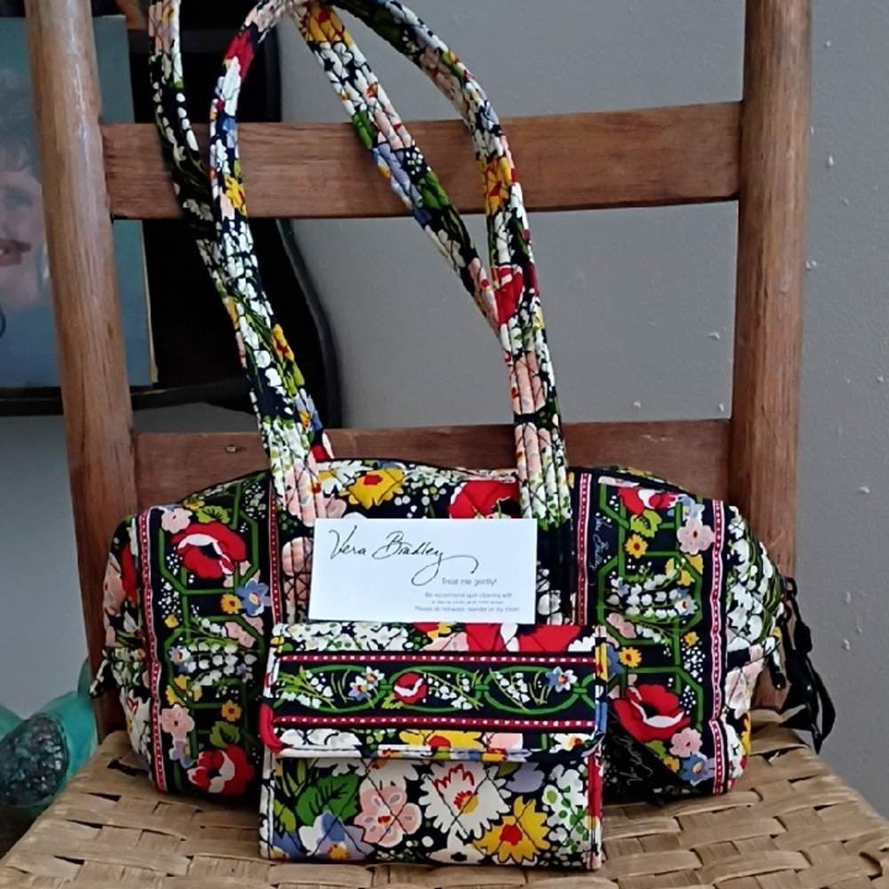 Vera Bradley Floral Shoulder Bag Set - Black, Green, Red
